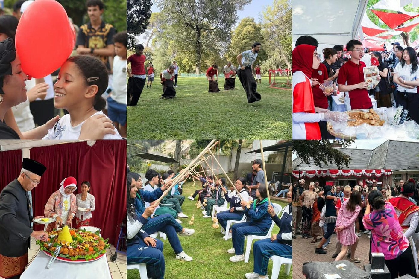 Dancers and food at an Indonesian cultural festival